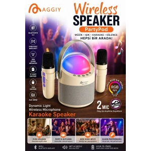 Partypod Bluetooth 5.3 Destekli Çok Fonksiyonlu Kablosuz Mikrofon Ve Hoparlör