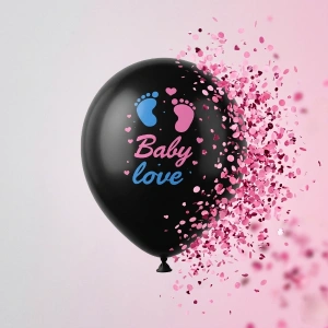 Pembe Konfetili Cinsiyet Balonu
