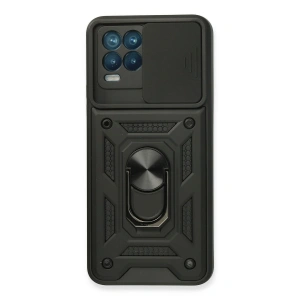 Realme 8 Kılıf Pars Lens Yüzüklü Silikon - Siyah