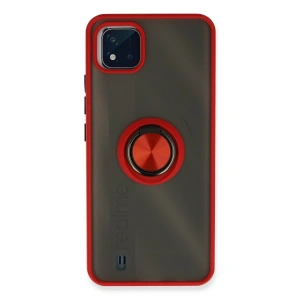 Realme C11 2021 Kılıf Montreal Yüzüklü Silikon Kapak - Kırmızı