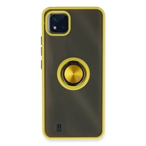 Realme C11 2021 Kılıf Montreal Yüzüklü Silikon Kapak - Sarı