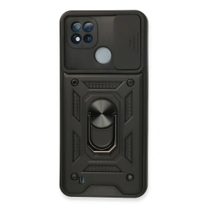 Realme C11 2021 Kılıf Pars Lens Yüzüklü Silikon - Siyah