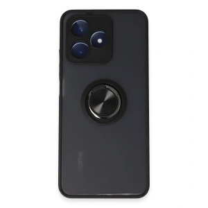 Realme C53 Kılıf Montreal Yüzüklü Silikon Kapak - Siyah