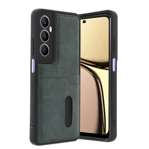 Realme C65 Sara Kartvizitli Deri Kılıf - Yeşil