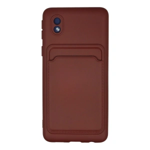Samsung Galaxy A01 Core Kılıf Kelvin Kartvizitli Silikon - Bordo