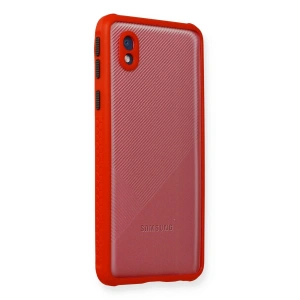 Samsung Galaxy A01 Core Kılıf Miami Şeffaf Silikon - Kırmızı