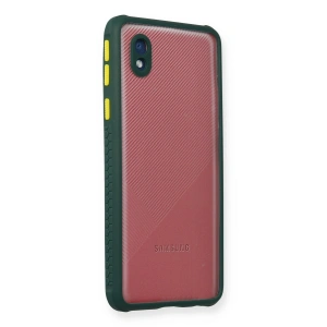 Samsung Galaxy A01 Core Kılıf Miami Şeffaf Silikon - Koyu Yeşil