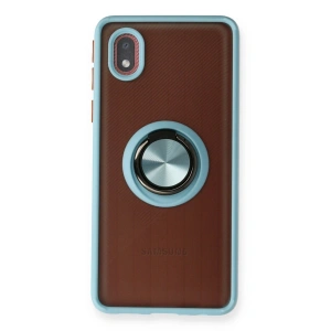 Samsung Galaxy A01 Core Kılıf Montreal Yüzüklü Silikon Kapak - Buz Mavi