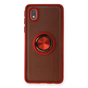 Samsung Galaxy A01 Core Kılıf Montreal Yüzüklü Silikon Kapak - Kırmızı