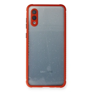 Samsung Galaxy A02 Kılıf Miami Şeffaf Silikon - Kırmızı
