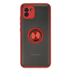 Samsung Galaxy A03 Kılıf Montreal Yüzüklü Silikon Kapak - Kırmızı
