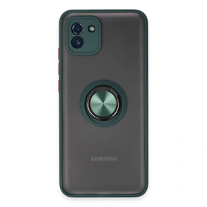 Samsung Galaxy A03 Kılıf Montreal Yüzüklü Silikon Kapak - Yeşil