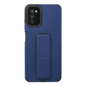 Samsung Galaxy A03s Kılıf Mega Standlı Silikon - Mavi