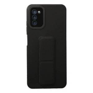 Samsung Galaxy A03s Kılıf Mega Standlı Silikon - Siyah