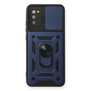 Samsung Galaxy A03s Kılıf Pars Lens Yüzüklü Silikon - Lacivert