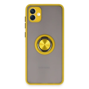 Samsung Galaxy A04 Kılıf Montreal Yüzüklü Silikon Kapak - Sarı