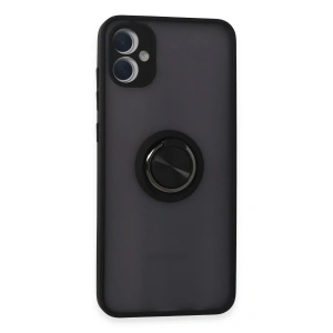 Samsung Galaxy A05 Kılıf Montreal Yüzüklü Silikon Kapak - Siyah