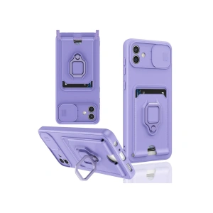 Samsung Galaxy A05 Kılıf Zuma Kartvizitli Yüzüklü Silikon - Lila