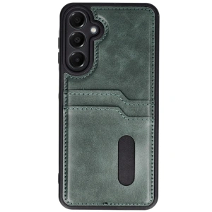 Samsung Galaxy A16 5g Kılıf Sara Kartvizitli Deri Kılıf - Koyu Yeşil