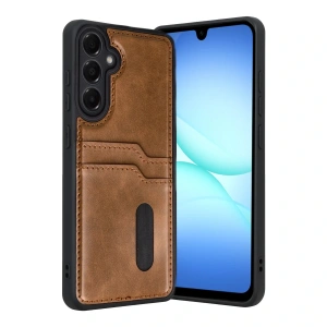 Samsung Galaxy A17 5g Sara Kartvizitli Deri Kılıf - Taba