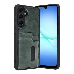 Samsung Galaxy A17 5g Sara Kartvizitli Deri Kılıf - Yeşil