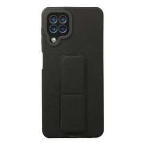 Samsung Galaxy A22 Kılıf Mega Standlı Silikon - Siyah