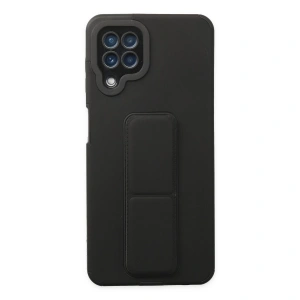 Samsung Galaxy A22 Kılıf Mega Standlı Silikon - Siyah