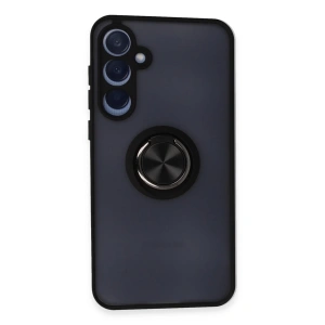 Samsung Galaxy A25 5g Kılıf Montreal Yüzüklü Silikon Kapak - Siyah