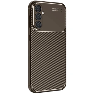 Samsung Galaxy A26 Kılıf Auto Focus Karbon Kapak - Kahverengi