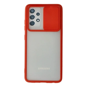 Samsung Galaxy A52 Kılıf Palm Buzlu Kamera Sürgülü Silikon - Kırmızı