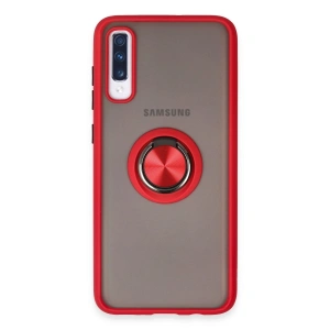 Samsung Galaxy A70 Kılıf Montreal Yüzüklü Silikon Kapak - Kırmızı