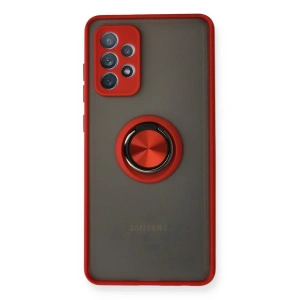 Samsung Galaxy A72 Kılıf Montreal Yüzüklü Silikon Kapak - Kırmızı