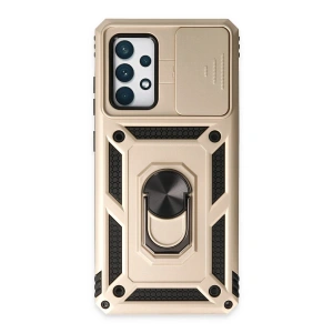 Samsung Galaxy A72 Kılıf Pars Lens Yüzüklü Silikon - Gold