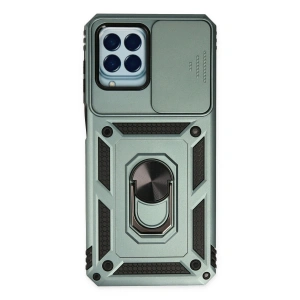 Samsung Galaxy M33 Kılıf Pars Lens Yüzüklü Silikon - Yeşil