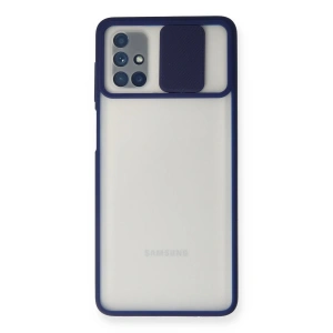Samsung Galaxy M51 Kılıf Palm Buzlu Kamera Sürgülü Silikon - Lacivert