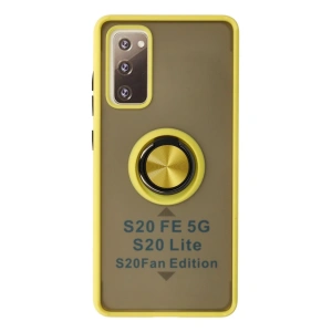 Samsung Galaxy S20 Fe Kılıf Montreal Yüzüklü Silikon Kapak - Sarı