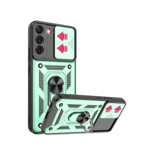Samsung Galaxy S22 Kılıf Pars Lens Yüzüklü Silikon - Yeşil