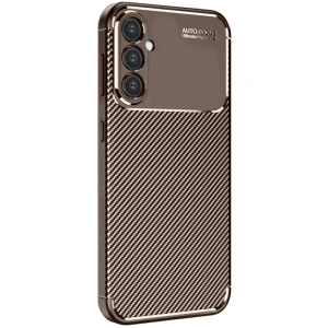 Samsung Galaxy S24 Fe Kılıf Auto Focus Karbon Kapak - Kahverengi