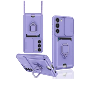 Samsung Galaxy S24 Plus Kılıf Zuma Kartvizitli Yüzüklü Silikon - Lila