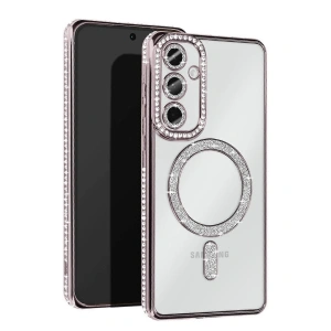 Samsung Galaxy S25 Kılıf Joke Simli Magneticsafe Kılıf - Gümüş