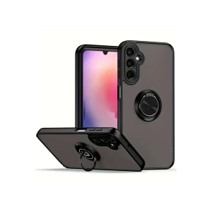 Samsung Galaxy S25 Kılıf Montreal Yüzüklü Silikon Kapak - Siyah