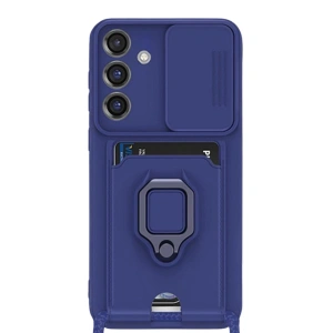 Samsung Galaxy S25 Plus Kılıf Zuma Kartvizitli Yüzüklü Silikon - Lacivert