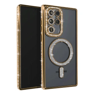 Samsung Galaxy S25 Ultra Kılıf Joke Simli Magneticsafe Kılıf - Gold