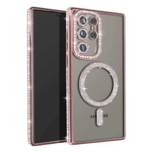 Samsung Galaxy S25 Ultra Kılıf Joke Simli Magneticsafe Kılıf - Pembe