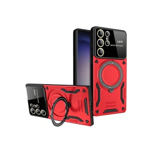 Samsung Galaxy S25 Ultra Kılıf Joy Lens Standlı Kapak - Kırmızı