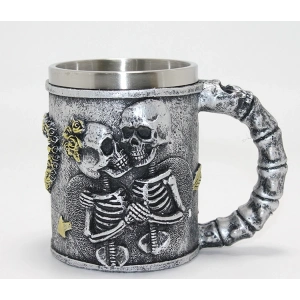 Sonsuz Aşk İskelet Tasarımlı 3d Kabartmalı Çelik Kupa Bardak Alk4370