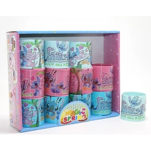 Stitch Baskılı Magic Spring Stres Yayı - Standlı Pembe Ve Mavi Renk 12li Seti Alk3986