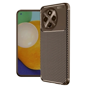 Tecno Spark 30 Pro Kılıf Auto Focus Karbon Kapak - Kahverengi