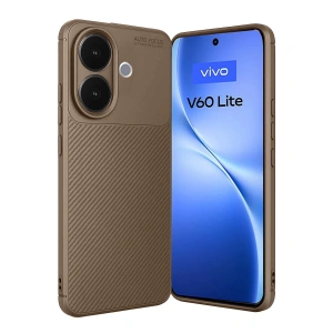 Vivo V60 Lite Auto Focus Karbon Kapak - Kahverengi