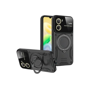 Vivo Y16 Kılıf Joy Lens Standlı Kapak - Siyah